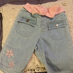 Pink Gingham Trim Jeans